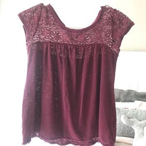 burgundy top